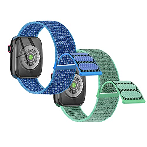 2 Stück Kinder Nylon Armbänder kompatibel mit Apple Watch 38mm 40mm 41mm 42mm (Series 10) Armband, Weiche Armbänder für iwatch Series 11 10 9 8 7 6 5 4 3 2 1 SE SE2 SE3