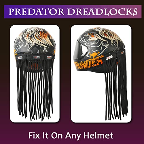 Image of Grandbiker Polyester Universal Design Predator Dreadlocks /Add-On Hair Attachment for Rider Helmet, Black and Neon 6 mm predator with 24 hair length ( Helmet not incluted)