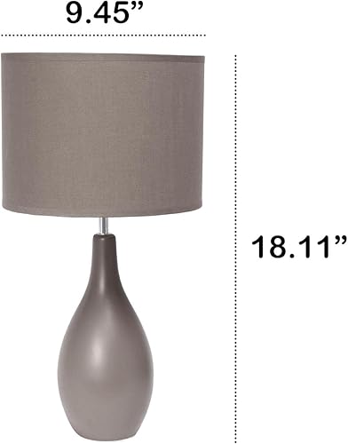 Miniatura 8 de Essentix - Lámpara de escritorio de cerámica estándar tradicional de 18.11 pulgadas con pantalla de tela a juego