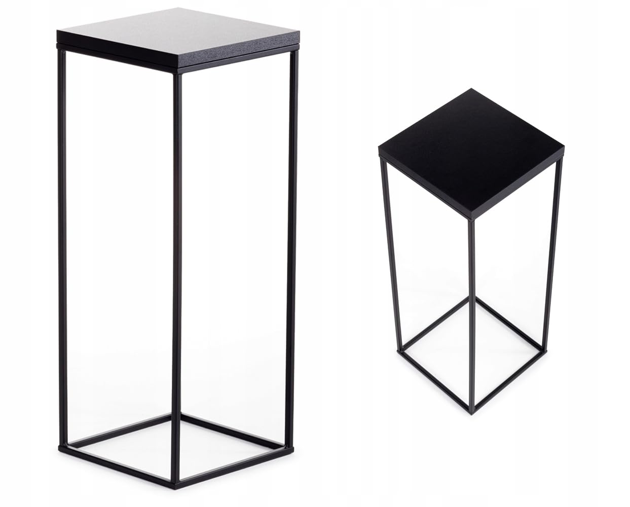 Supporto per piante in metallo, altezza 60 cm, stabile e solido, in stile loft, supporto per fiori con pannello in MDF nero per la decorazione di interni