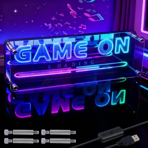 Gaming Neon Sign Game On Neon Lights LED Gamer Room Decor Gaming Desk Accessories for Teen Boy Room | Gamer Gifts for Boys & Kids | Usb Powered Bluetooth APP Control Music Sync & 210 Scene Modes