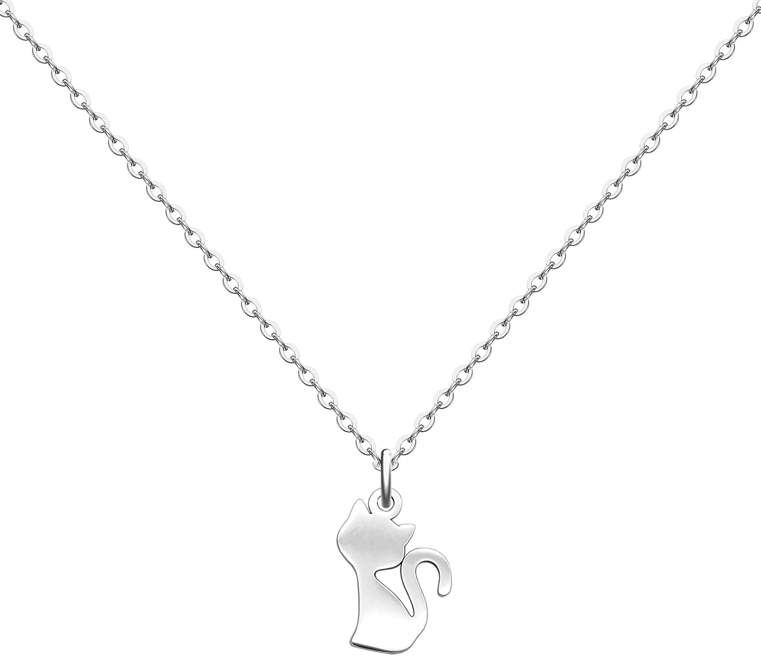 HOFOYA Animal Lover Charm Pendant Necklace Stainless Steel Jewelry Gifts for Women Teens,Lovely Spirit Pet Necklace Gifts for Family or Friendship.