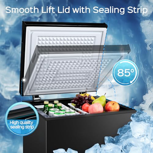 Image of Anypro Chest Freezer 5.0 Cu.Ft, FreeStanding Top Door Compact Small Deep Mini Freezer with Removable Baskets, 7 Adjustable Temperatures for Garage Dorm Apartment RV Kitchen Business, Black