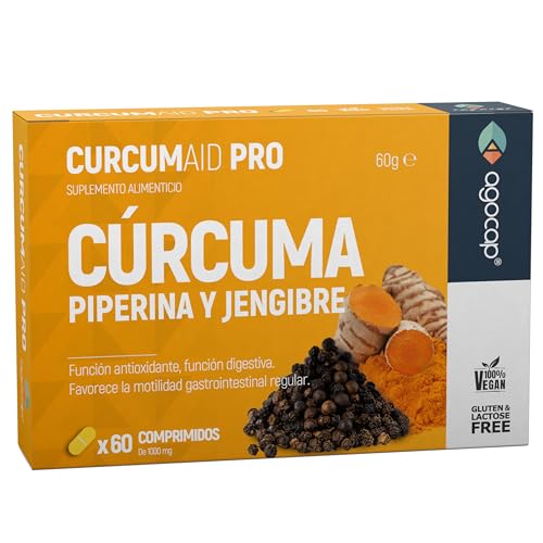 CURCUMA - Cúrcuma y Piperina 60 comprimidos con extracto de cúrcuma, piperina y jengibre, cúrcuma natural + piperina y pimienta negra, cúrcuma vegana, suplemento