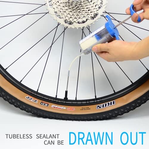 BriskMore Tubeless Sealant Injector for Tubeless Bike Tires,Cycling Sealant Syringe Capacity 100cc, 2 Tube Options Suitable for No Tubes Sealant and Other Any Sealants, Easy to Use &Clean Up