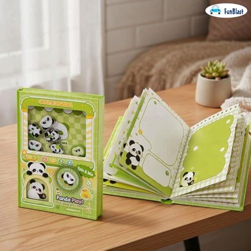 Image of FunBlast Kawaii Diary for Kids - Pack of 1 Pocket Diary with Spin Game, A6 Size Mini Notebook, 80 Sheets Compact Journal for Notes, Memo Notepad, Small Pocket Journals for Writing, Travel (Panda)