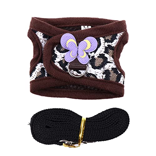 Pokinge Small Animal Harness Vest and Leash Set, Cute Mesh Breathable Rabbit Chest Strap Outdoor Guinea Pig Walking Leash Clothes for Hamster(M,D)