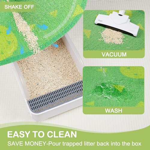 Cat Litter Mat Non-Slip Cat Litter Box Mat Large Cat Litter Mat Litter Trapping Mat PVC Material Cat Mats for Litter Soft Kitty Litter Mat Compatible Two Litter Boxes Cute Cat Products