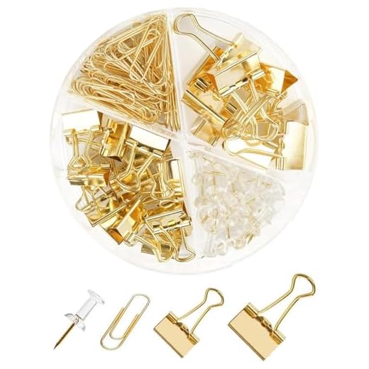 Gold Paper Clips and Binder Clips Set