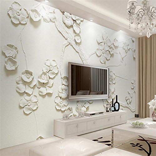 Amazon Papellカスタム任意のサイズ3d壁画壁紙背景写真撮影ミルキーホワイトplumダークパターンバスルーム壁ペイントfor Living Room Papell 壁紙