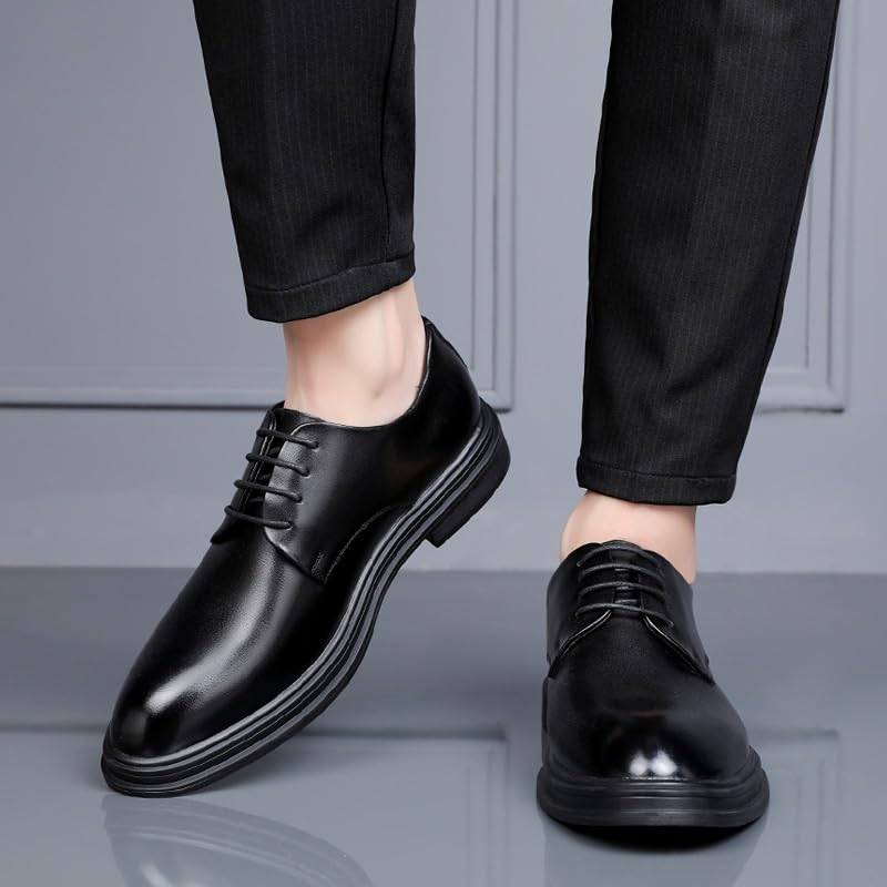 Men's Patent Leather Derby Shoes Business Lace Up Tuxedo Lightweight Casual Walking Comfortable Sole Dress2