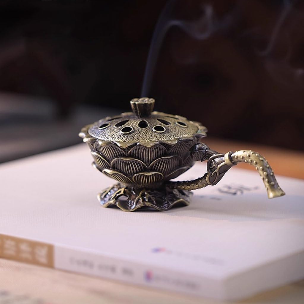 Quemador de Incienso de Reflujo Quemador De Incienso Portátil Creativo For Ceremonias Té En Interiores, Pequeño con Forma Loto For Uso Doméstico Adorno de Aromaterapia