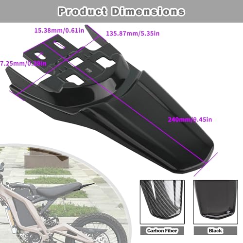 image for YolieraArt Sur Ron Back Mudguard, Black Rear Fender for Electric Bike 