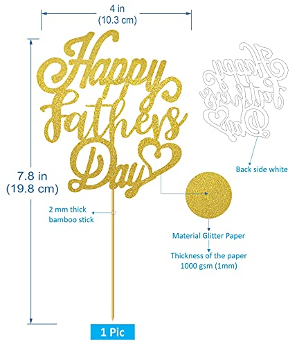 Image of Gold Happy Fathers Day cake Toppers, Best Dad Ever Cupcake Picks Cake Decoration Party Supplies for Father's Day Party Cupake Decorations