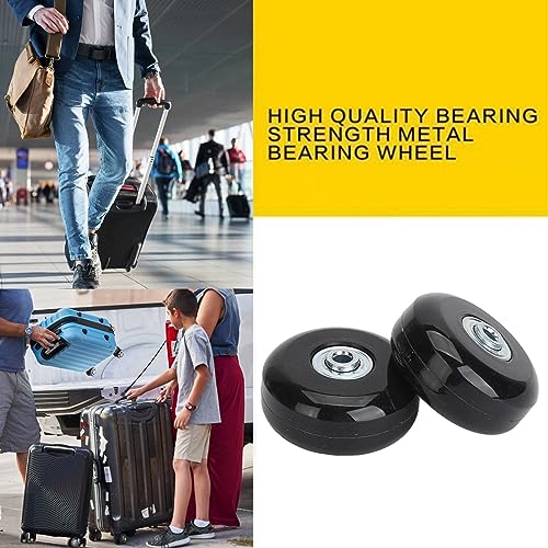 2pcs Rubber Universal Casters, Luggage Suitcase Replacement Wheels, Suitcase Wheel Repair Kits, Universal Rubber Swivel Caster Wheels Bearings Repair Kits with Installation Tool Black(56 * 24)3