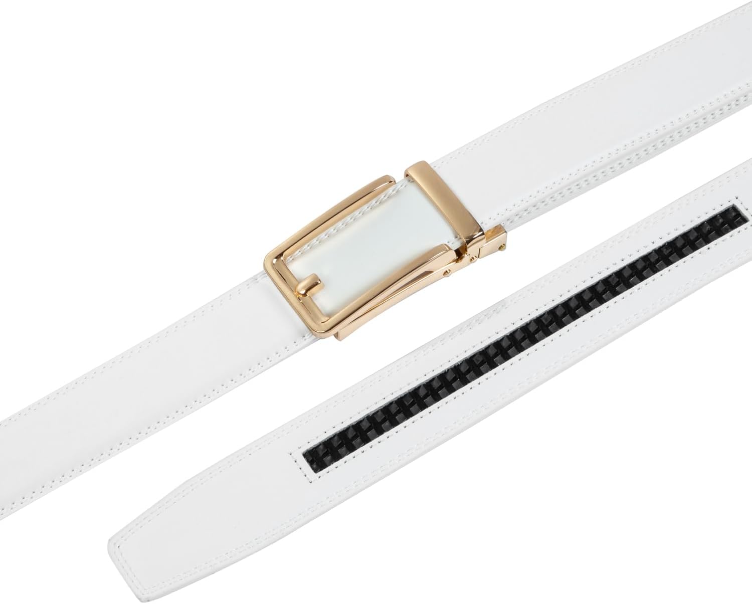 Founders & C Men's Leather Ratchet Comfort Click Belt Dress with Slide Buckle -Adjustable Trim to Fit - Image 3