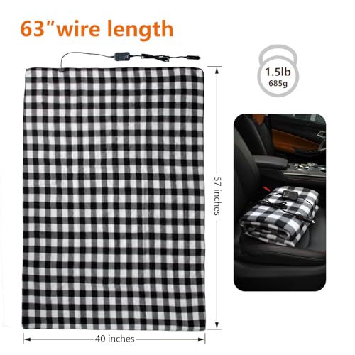 Image of 12-Volt Heated Car Blanket, Portable Heated Blanket with Auto Off, for Car, Truck, SUV