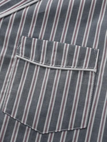 Latuza Men's Button Up Pajama Shirt Cotton Long Sleeve Sleep Shirt3