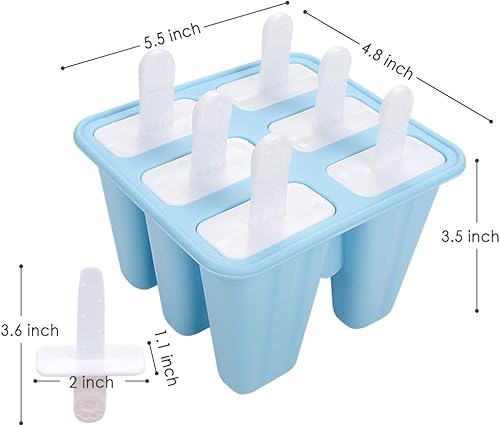 Miniatura 2 de Webake Moldes de silicona para paletas de hielo, 6 piezas, molde reutilizable para helados, fácil liberación, máquina de paletas de hielo