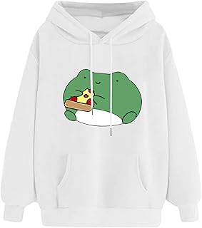 Splrit-MAN Women's Classic Cute Graphic Printed Outdoor Top Blouse Womens Loose Oversized Thermal Pullover Womens Casual Pattern Print Hoodie Autumn Round Neck Jumper with Pockets