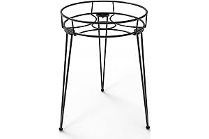 Midcentury Modern Metal Drum Plant Stand with Sturdy Iron Construction