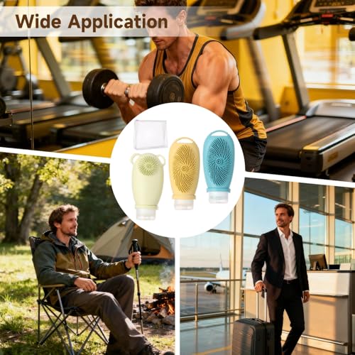 3 PCS Silicone Travel Bottles, 100 ml Leak-Proof Refillable Toiletry Containers with Massage Brush & PVC Zipper Bag, Squeezable Bottles for Shampoo, Body Wash & Facial Cleanser - Image 6