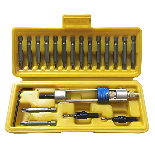 20 Bits Set Half-Time Drill Driver Swivel Head Quick-Change from Drilling to Driving & Torque Ratchet Screwdriver Spanner Easy - Yellow