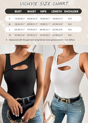 VICHYIE Womens Summer Cutout Tank Tops Sleeveless Shirts Ribbed Tanks Slim Fitted Y2K Sexy Basic Tee Shirt2