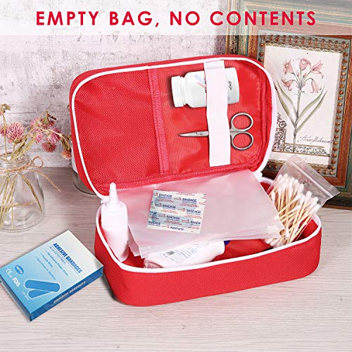 Image of First Aid Bags Empty, Portable Travel Medicine Bag for Camping Hiking Vehicle Motorcycle, Empty First Aid Bag for Home Emergency (2 Packs Red)