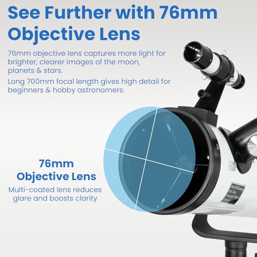 Image of Mod 70076 Reflector Astronomical Telescope- HD Precise Optics -(with Full Size Stand-for) All -Multi Power Enhance Optics Aperture Modal 70076 mm with Bag