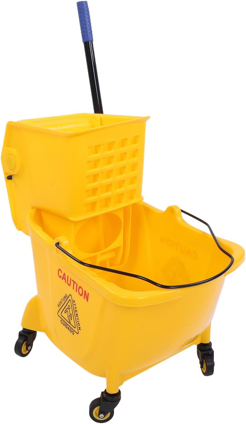 Bewinner Heavy Duty Mop Bucket Cart | 24L Rectangular Design with Wheels & Side Press Wringer for Commercial Cleaning in Restaurant, Office, Industrial Space