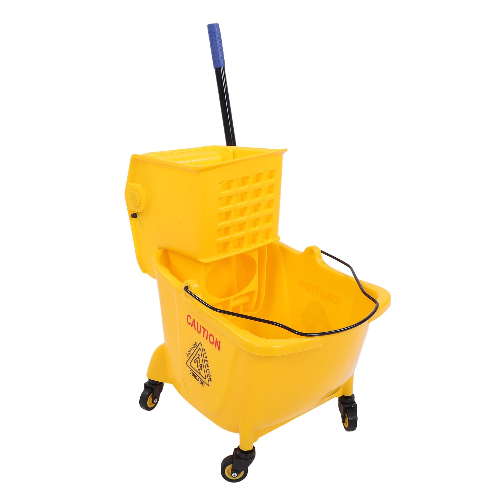 Cubo para Fregona Comercial de 24 litros, Cubo para Fregona Industrial con Escurridor Lateral, Ruedas y Universales, Cubos de Limpieza para Limpieza de Pisos en el Hogar y Restaurantes