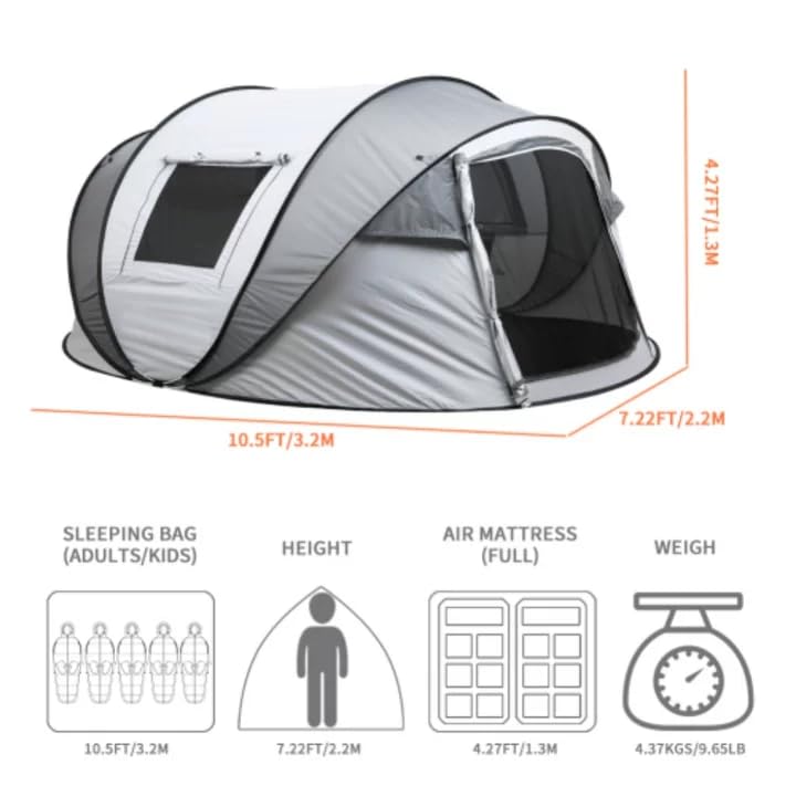 Carpa Pop Up para 4-6 personas, montaje automático miniatura 3