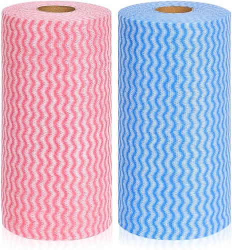 Image of DALUCI Reusable Kitchen Towel Roll Wipes - Super Absorbent Cleaning Cloth | Washable Kitchen Roll & Tissue Paper Roll for Home & Kitchen | Multipurpose Cleaning Accessories (2 Roll, 160 Pulls)
