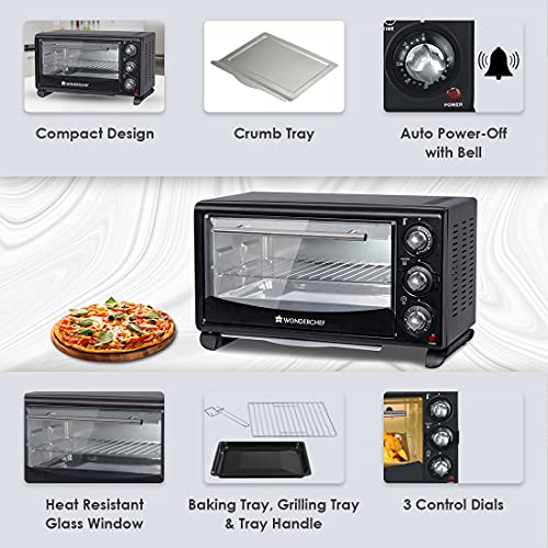 Image of Wonderchef Oven Toaster Griller (OTG) 21 Litres, Auto Power-Off With Bell, Heat Resistant Glass Window, 2 Years Warranty- 1380W
