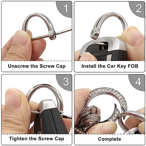 Image of OHKYOOT Leather Wristlet Keychain,Wrist Keychain Car Key Chain with 5 Key Ring and Anti-Lost D Ring