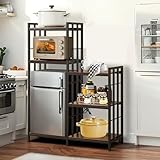 CZBNYX Mini Fridge Stand with Storage,6-Tier Adjustable Bakers Rack with Power Outlet, Mini Fridge Cabinet Shelf, Utility Microwave Stand for Kitchen Living Room Office Dorm