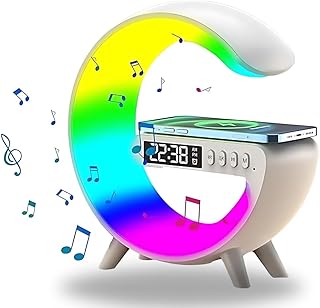 مكبر صوت جي شيب لاسلكي صغير مع ضوء جو وشحن ومنبه ومصباح بجانب السرير لطاولة المكتب والمنزل من اليفيا {افضل هدية ضمان 15 عامًا .