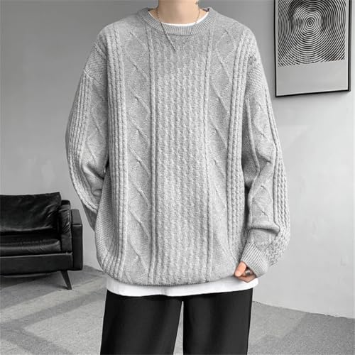 Men's Loose Knit Sweater O-Neck Long Sleeve Casual Pullover Size Solid Color Streetwear Winter Sweaters4