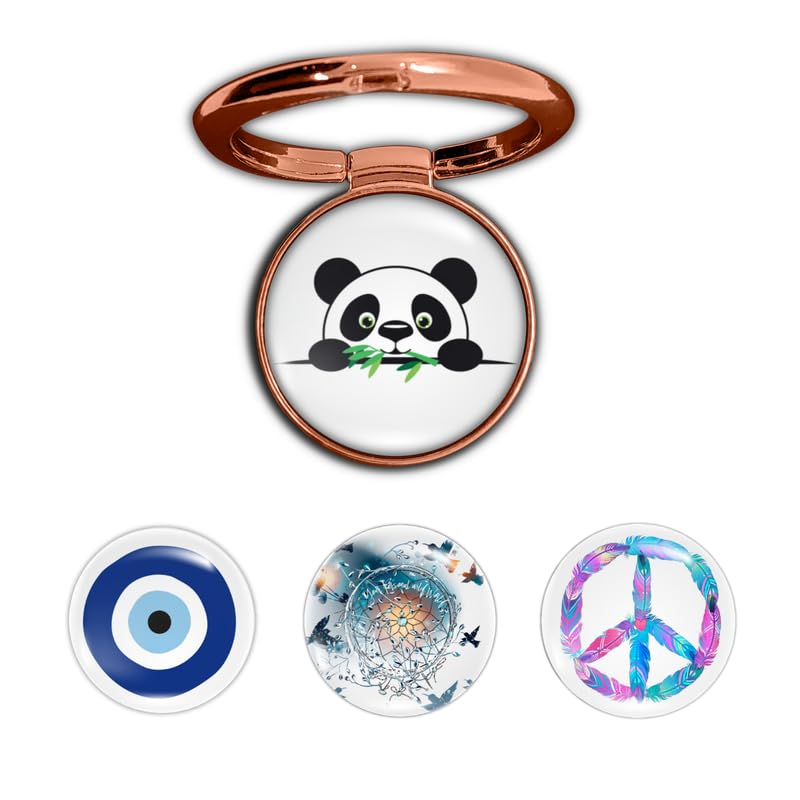 Image of 4-in-1 Metallic Mobile Back Ring Holder | Strong Grip for Phone & Back Cover | 4 3D Logo Magnets | 360 Adjustable Stand