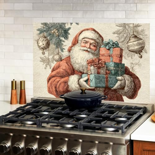 Image of Vintage Santa Gift Backsplash Peel and Stick, 35.4x23.6 in