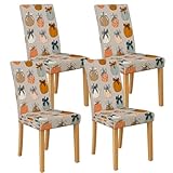 Coprisedia autunnale per sedie da pranzo, elasticizzati e lavabili, in spandex, divertenti fodere decorative per cucina e soggiorno, 4 pezzi