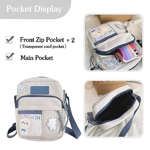 PORRASSO Cute Crossbody Bag Women Shoulder Bag with Doll Pendant Nylon Messenger Bag4