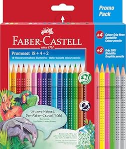 Faber-Castell 201540 - Buntstifte Set für Kinder und Erwachsene, 24-teilig, dreikant, bruchsicher, inkl. 4 Neonfarben und 2 Bleistiften