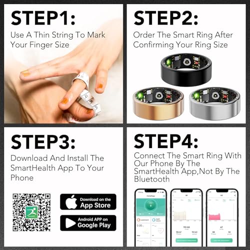 Image of Smart Ring for Women Men(Black, Size 10)