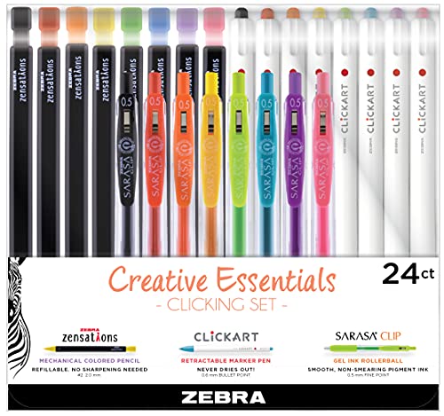 Stylos à encre gel Sarasa rétractables et crayons Zebra Pen assortis