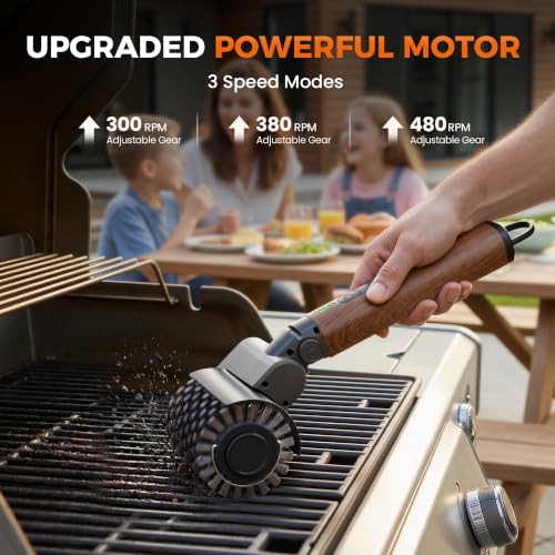 Image of Leebein Electric Grill Brush for Outdoor, 2026 TikTok BBQ Grill Cleaner with 3 Heads, 3-Speed & Angle Adjust Cordless Rotary Grill Brush, 150Mins Runtime Grill Cleaning Brush for Barbecue Grates
