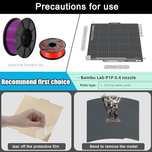 Image of 3D Printer PET PEI Build Plate for Bambu Lab X1 /X1C /X1E /P1P /P1S /A1, 257x257mm Smooth Carbon Fiber PET + Textured PEI Spring Steel Plate for Bambu Labs Series 3D Printers