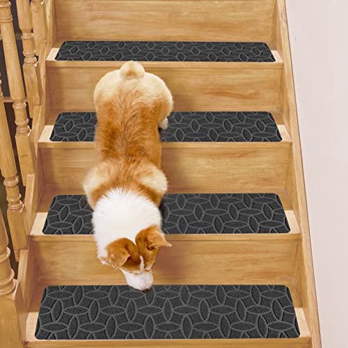 Romrol Stair Treads For Wooden Steps 8''X30 15Pcs In Pack Non-Slip Carpet Step Mats Indoor For Kids Elders Pets, Reusable Safety Staircase Runners For Wooden Step #TOP3