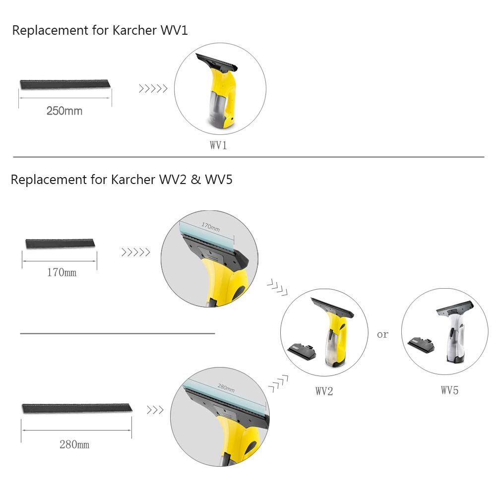 Lames De Rechange Pour Lave-vitre WV1 – Lot De 2, Caoutchouc, Longueur 250 Mm | Nettoyage Fenêtres, Vitres, Carrelage